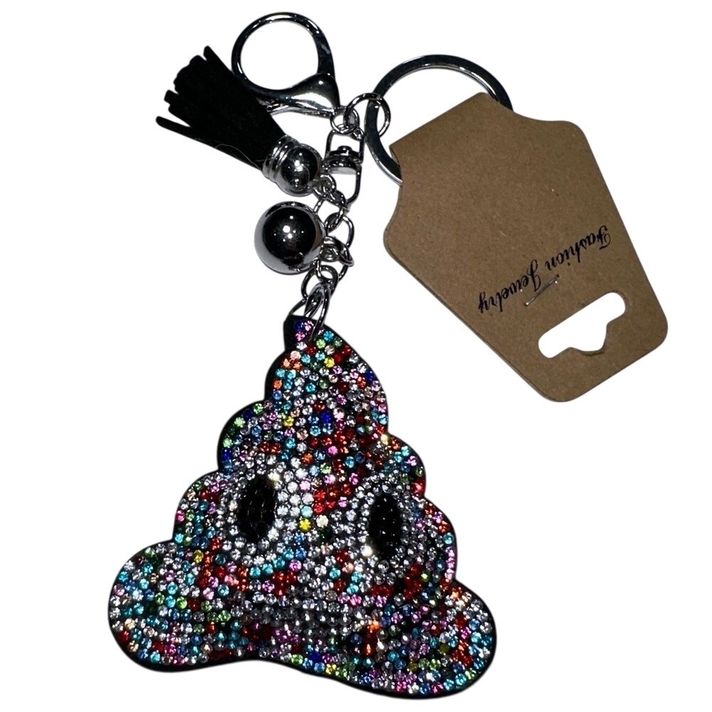 NWT Multicolor Rhinestone Chocolate Ice‎ Cream Emoji Keychain/Purse Charm
